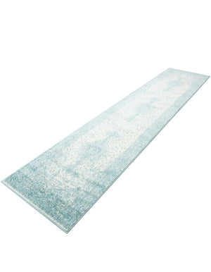 Aqua 2' 7 x 12' Bromley Runner Area Rug 100% Polypropylene With Cotton Backing Vintage Distressed Colorful Traditional Carpet for Living Dining Rooms Offices for Sale at Rug Engine