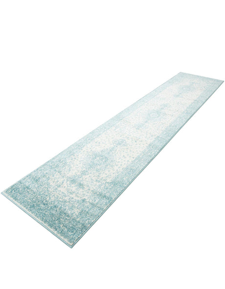 Aqua 2' 7 x 12' Bromley Runner Area Rug 100% Polypropylene With Cotton Backing Vintage Distressed Colorful Traditional Carpet for Living Dining Rooms Offices for Sale at Rug Engine