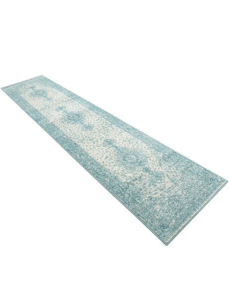Aqua 2' 7 x 12' Bromley Runner Area Rug 100% Polypropylene With Cotton Backing Vintage Distressed Colorful Traditional Carpet for Living Dining Rooms Offices for Sale at Rug Engine