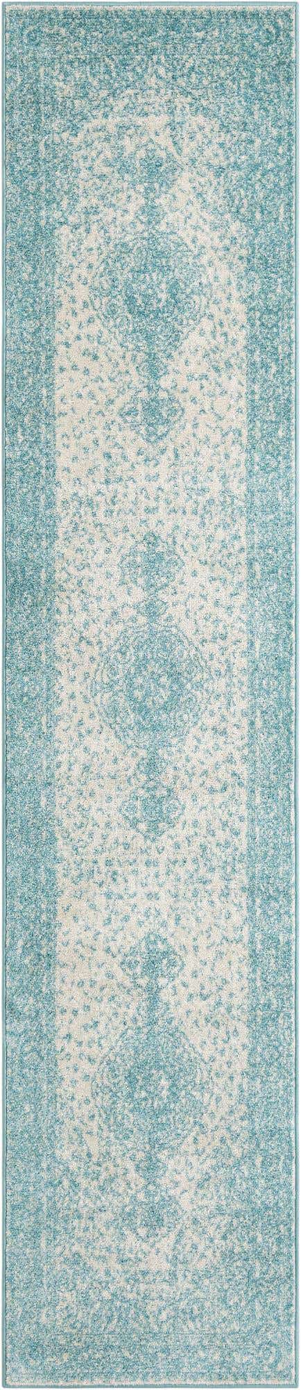 Aqua 2' 7 x 12' Bromley Runner Area Rug 100% Polypropylene With Cotton Backing Vintage Distressed Colorful Traditional Carpet for Living Dining Rooms Offices for Sale at Rug Engine