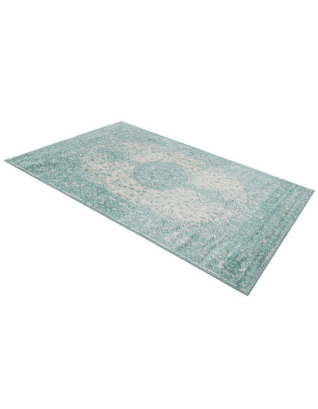 Aqua 4' 1 x 6' 1 Bromley Rectangle Area Rug 100% Polypropylene With Cotton Backing Vintage Distressed Colorful Traditional Carpet for Living Dining Rooms Offices for Sale at Rug Engine