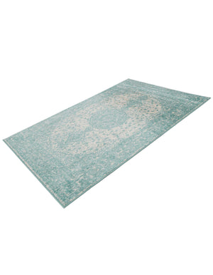 Aqua 4' 1 x 6' 1 Bromley Rectangle Area Rug 100% Polypropylene With Cotton Backing Vintage Distressed Colorful Traditional Carpet for Living Dining Rooms Offices for Sale at Rug Engine
