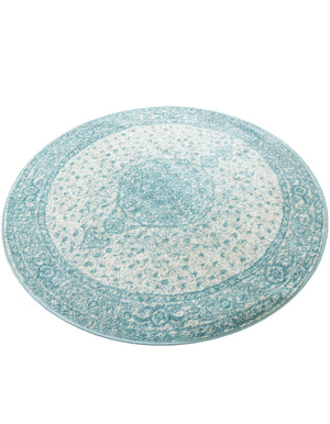 Aqua 5' 3 x 5' 3 Bromley Round Area Rug 100% Polypropylene With Cotton Backing Vintage Distressed Colorful Traditional Carpet for Living Dining Rooms Offices for Sale at Rug Engine