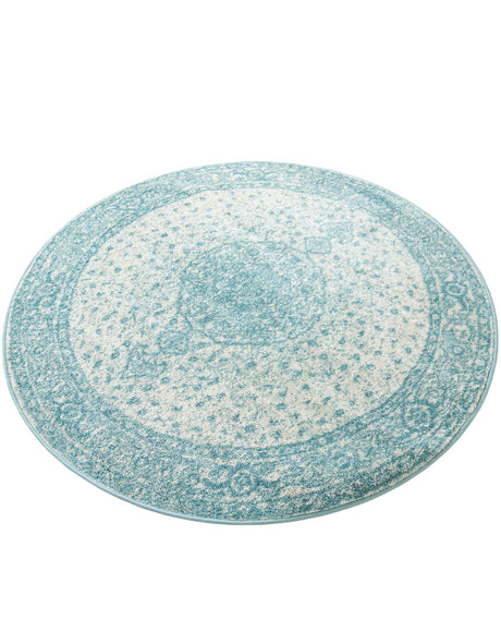 Aqua 5' 3 x 5' 3 Bromley Round Area Rug 100% Polypropylene With Cotton Backing Vintage Distressed Colorful Traditional Carpet for Living Dining Rooms Offices for Sale at Rug Engine