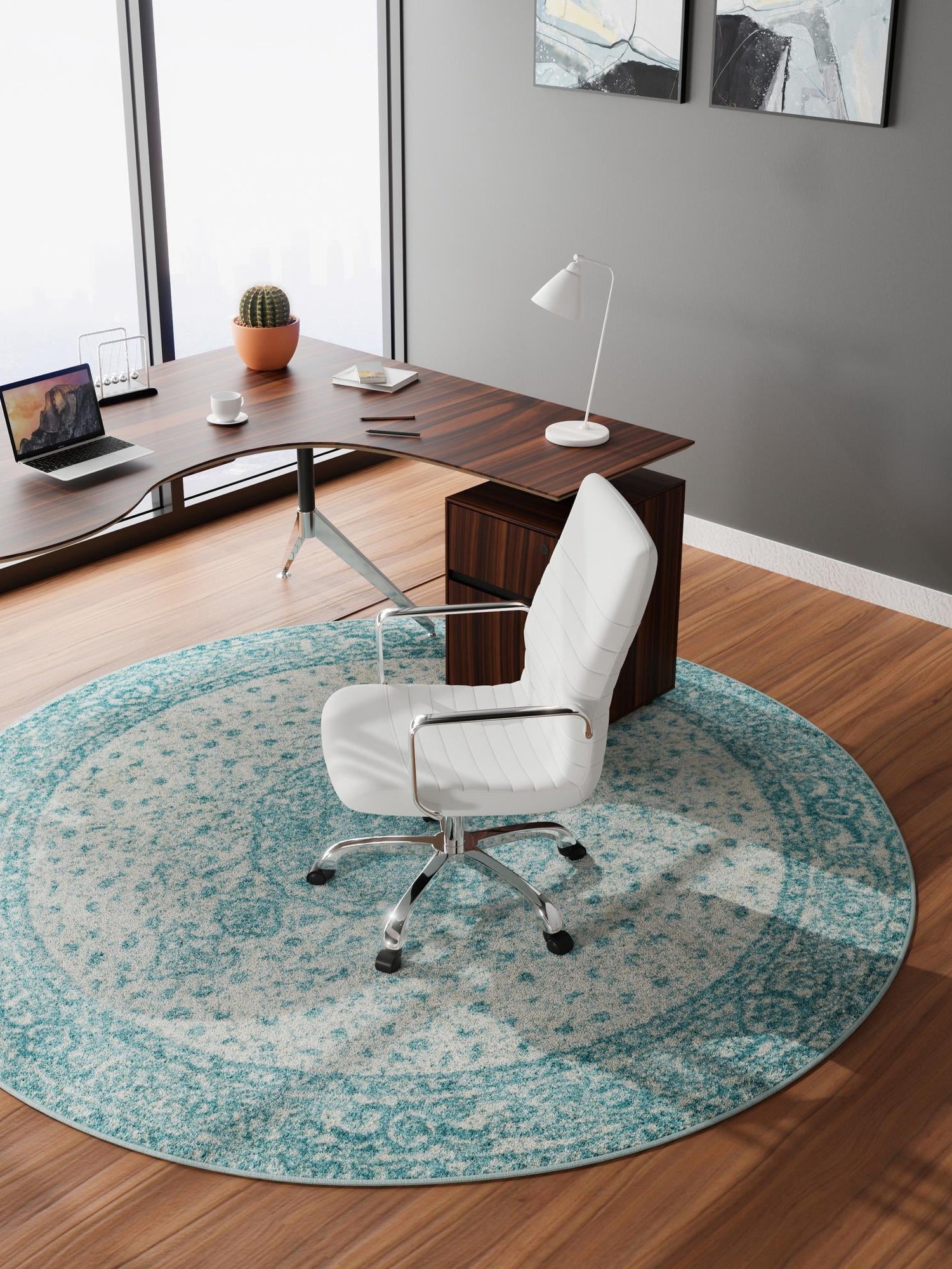 Aqua 10' x 10' Bromley Round Area Rug 100% Polypropylene With Cotton Backing Vintage Distressed Colorful Traditional Carpet for Living Dining Rooms Offices for Sale at Rug Engine