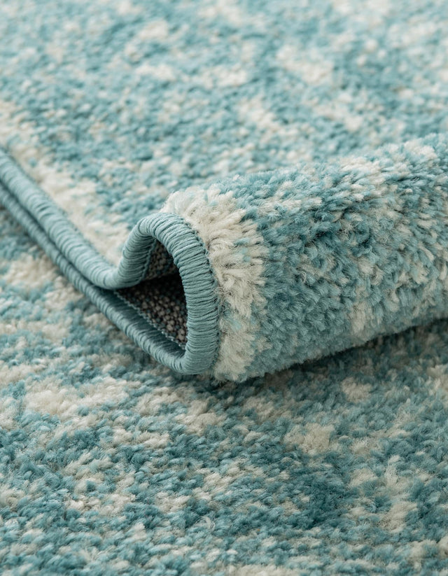 Aqua 5' 3 x 5' 3 Bromley Round Area Rug 100% Polypropylene With Cotton Backing Vintage Distressed Colorful Traditional Carpet for Living Dining Rooms Offices for Sale at Rug Engine