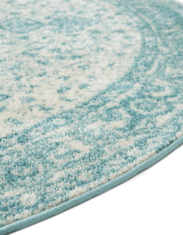 Aqua 7' 10 x 7' 10 Bromley Round Area Rug 100% Polypropylene With Cotton Backing Vintage Distressed Colorful Traditional Carpet for Living Dining Rooms Offices for Sale at Rug Engine