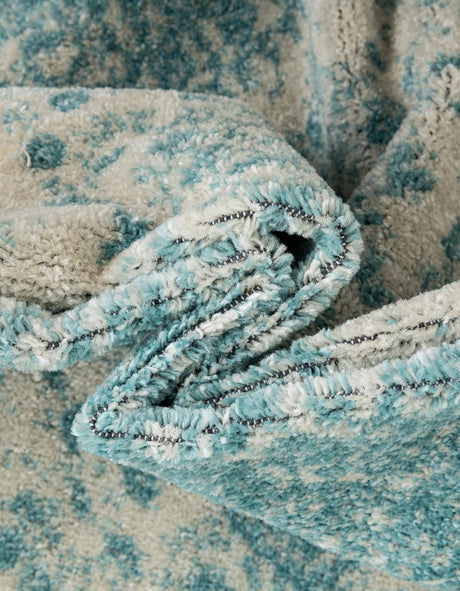 Aqua 5' 3 x 5' 3 Bromley Round Area Rug 100% Polypropylene With Cotton Backing Vintage Distressed Colorful Traditional Carpet for Living Dining Rooms Offices for Sale at Rug Engine
