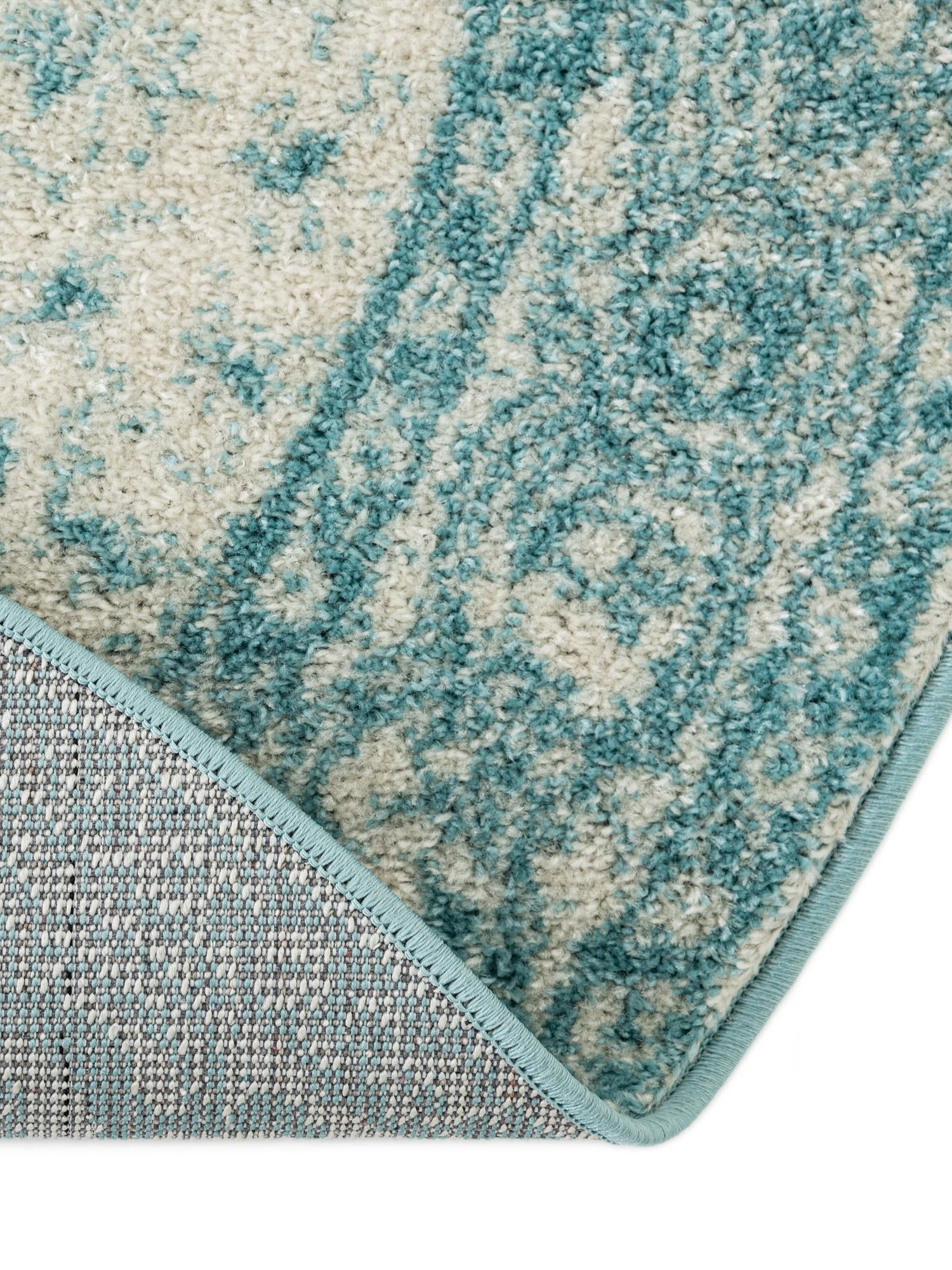 Aqua 5' 3 x 5' 3 Bromley Round Area Rug 100% Polypropylene With Cotton Backing Vintage Distressed Colorful Traditional Carpet for Living Dining Rooms Offices for Sale at Rug Engine