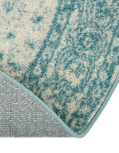 Aqua 5' 3 x 5' 3 Bromley Round Area Rug 100% Polypropylene With Cotton Backing Vintage Distressed Colorful Traditional Carpet for Living Dining Rooms Offices for Sale at Rug Engine