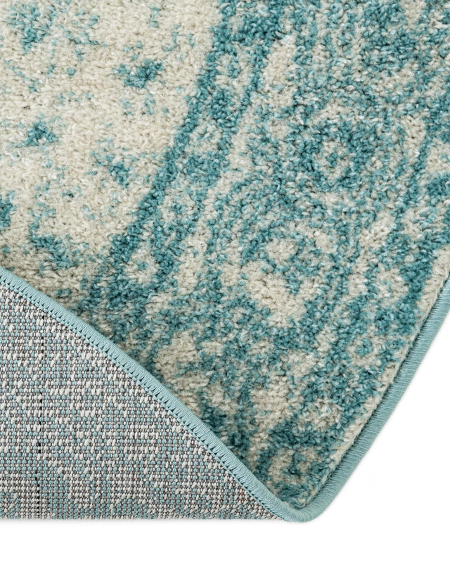 Aqua 5' 3 x 5' 3 Bromley Round Area Rug 100% Polypropylene With Cotton Backing Vintage Distressed Colorful Traditional Carpet for Living Dining Rooms Offices for Sale at Rug Engine