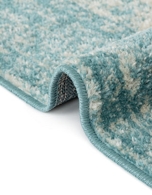 Aqua 5' 3 x 5' 3 Bromley Round Area Rug 100% Polypropylene With Cotton Backing Vintage Distressed Colorful Traditional Carpet for Living Dining Rooms Offices for Sale at Rug Engine