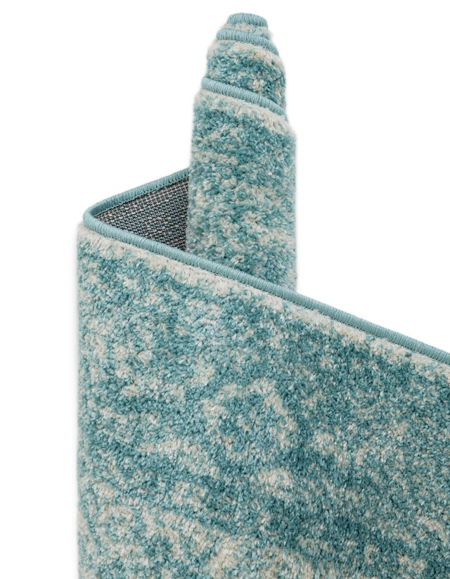 Aqua 5' 3 x 5' 3 Bromley Round Area Rug 100% Polypropylene With Cotton Backing Vintage Distressed Colorful Traditional Carpet for Living Dining Rooms Offices for Sale at Rug Engine