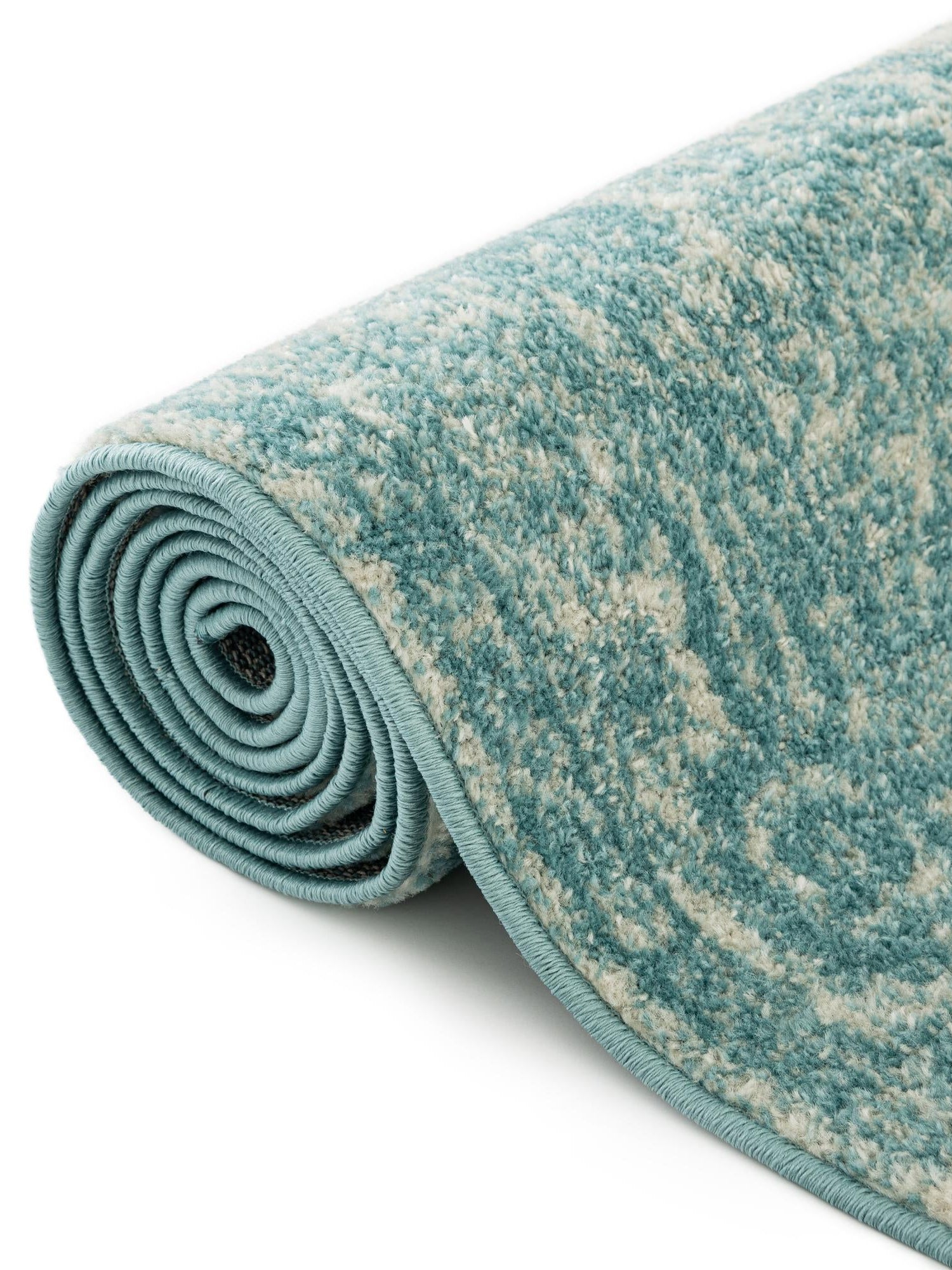Aqua 5' 3 x 5' 3 Bromley Round Area Rug 100% Polypropylene With Cotton Backing Vintage Distressed Colorful Traditional Carpet for Living Dining Rooms Offices for Sale at Rug Engine