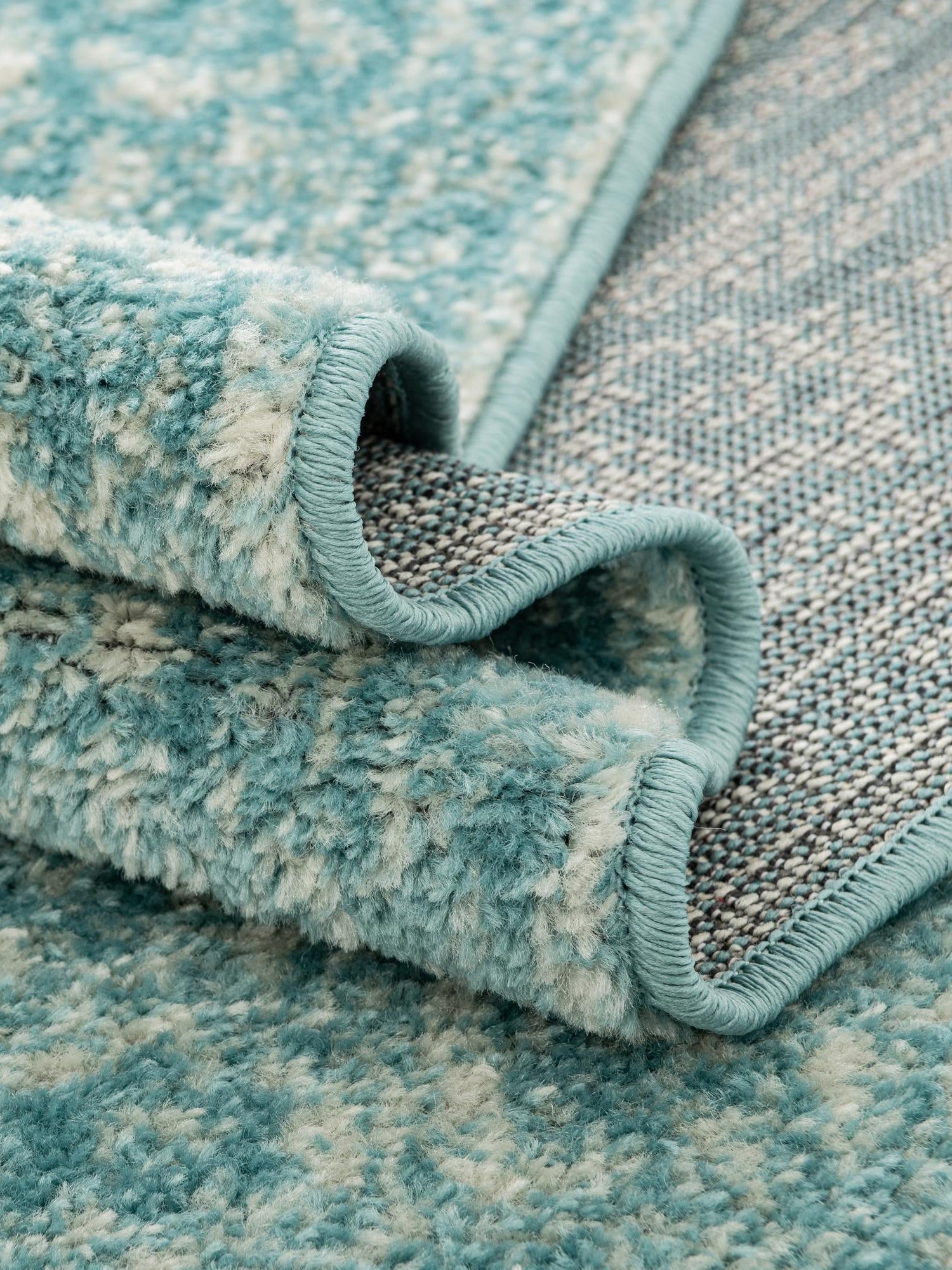 Aqua 5' 3 x 5' 3 Bromley Round Area Rug 100% Polypropylene With Cotton Backing Vintage Distressed Colorful Traditional Carpet for Living Dining Rooms Offices for Sale at Rug Engine