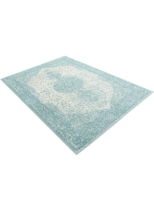 Aqua 5' 3 x 7' 1 Bromley Rectangle Area Rug 100% Polypropylene With Cotton Backing Vintage Distressed Colorful Traditional Carpet for Living Dining Rooms Offices for Sale at Rug Engine