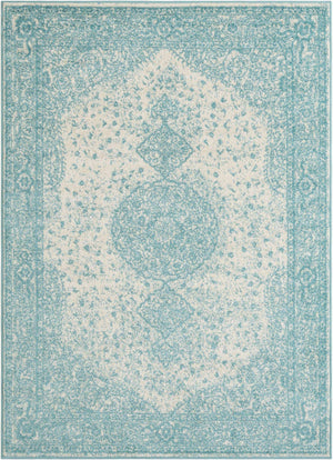 Aqua 5' 3 x 7' 1 Bromley Rectangle Area Rug 100% Polypropylene With Cotton Backing Vintage Distressed Colorful Traditional Carpet for Living Dining Rooms Offices for Sale at Rug Engine