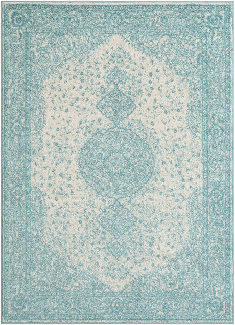 Aqua 5' 3 x 7' 1 Bromley Rectangle Area Rug 100% Polypropylene With Cotton Backing Vintage Distressed Colorful Traditional Carpet for Living Dining Rooms Offices for Sale at Rug Engine