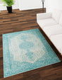 Aqua 2' x 3' 1 Bromley Rectangle Area Rug 100% Polypropylene With Cotton Backing Vintage Distressed Colorful Traditional Carpet for Living Dining Rooms Offices for Sale at Rug Engine