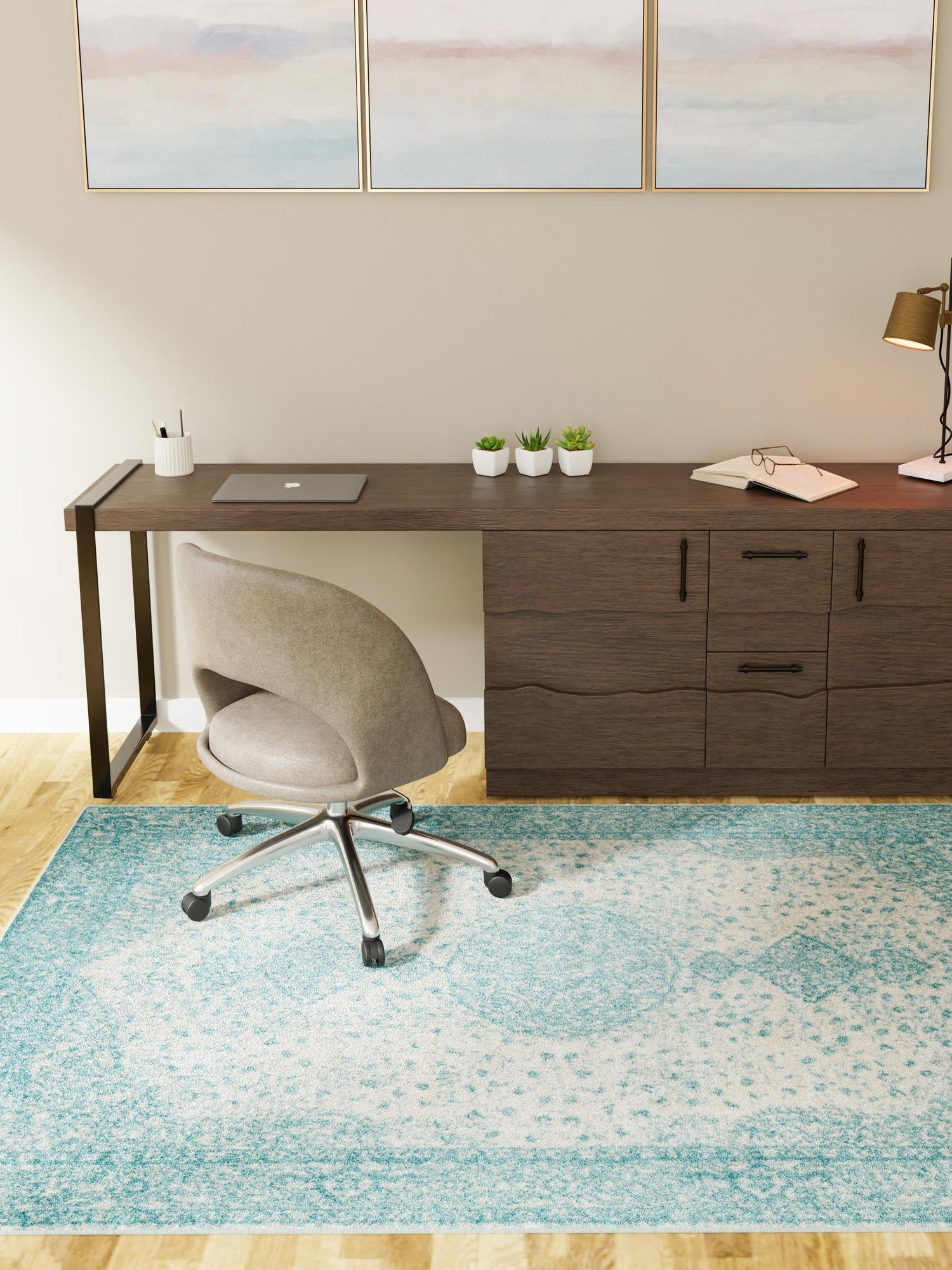 Aqua 3' 1 x 5' 3 Bromley Rectangle Area Rug 100% Polypropylene With Cotton Backing Vintage Distressed Colorful Traditional Carpet for Living Dining Rooms Offices for Sale at Rug Engine