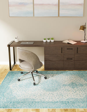 Aqua 10' x 14' 1 Bromley Rectangle Area Rug 100% Polypropylene With Cotton Backing Vintage Distressed Colorful Traditional Carpet for Living Dining Rooms Offices for Sale at Rug Engine