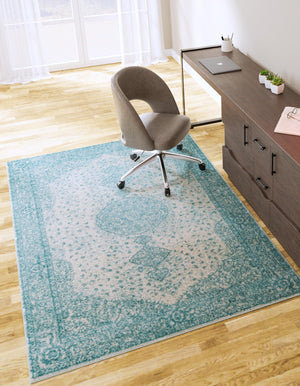 Aqua 3' 1 x 5' 3 Bromley Rectangle Area Rug 100% Polypropylene With Cotton Backing Vintage Distressed Colorful Traditional Carpet for Living Dining Rooms Offices for Sale at Rug Engine