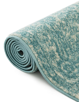 Aqua 4' 1 x 6' 1 Bromley Rectangle Area Rug 100% Polypropylene With Cotton Backing Vintage Distressed Colorful Traditional Carpet for Living Dining Rooms Offices for Sale at Rug Engine