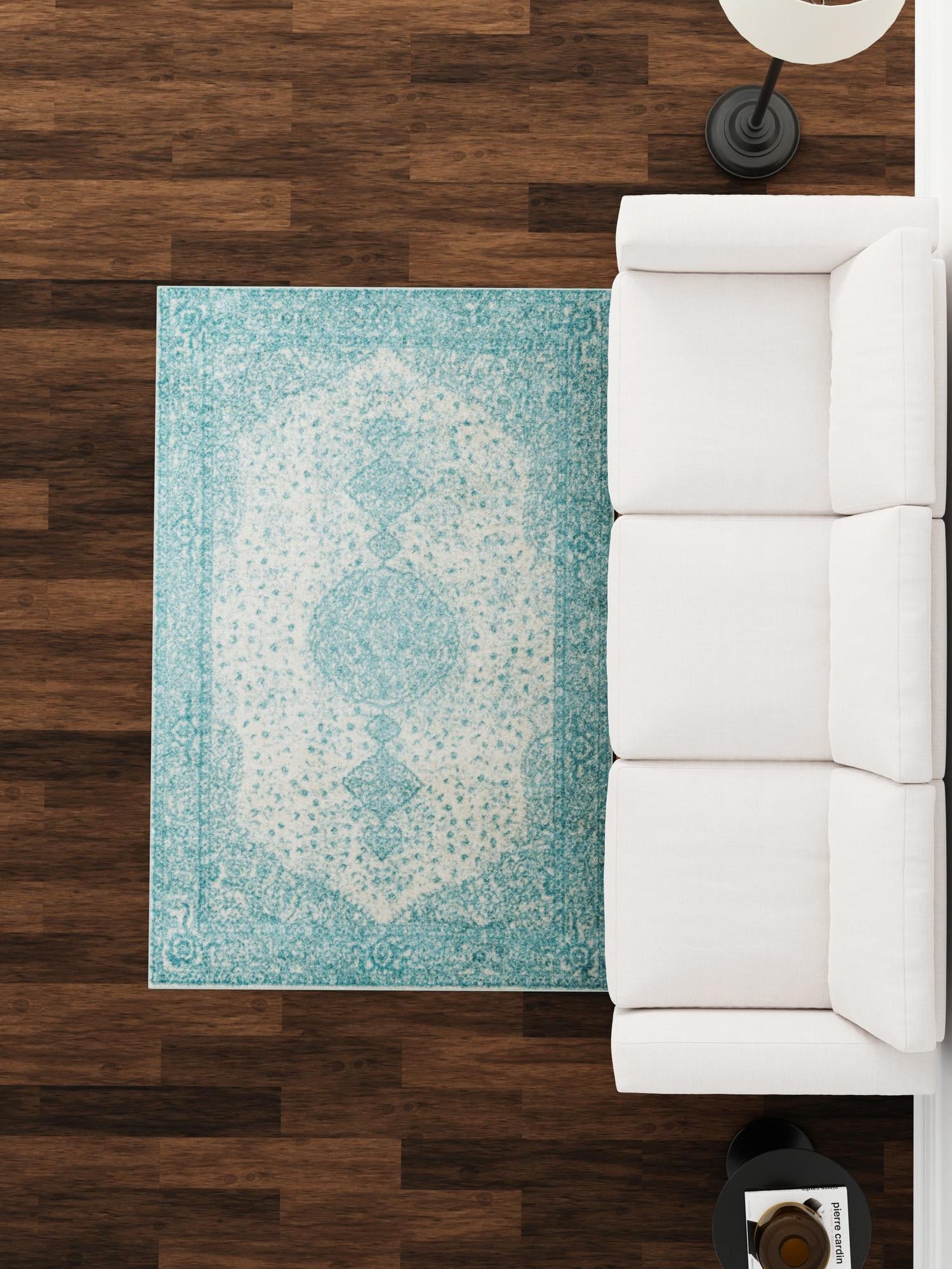 Aqua 6' 1 x 9' Bromley Rectangle Area Rug 100% Polypropylene With Cotton Backing Vintage Distressed Colorful Traditional Carpet for Living Dining Rooms Offices for Sale at Rug Engine