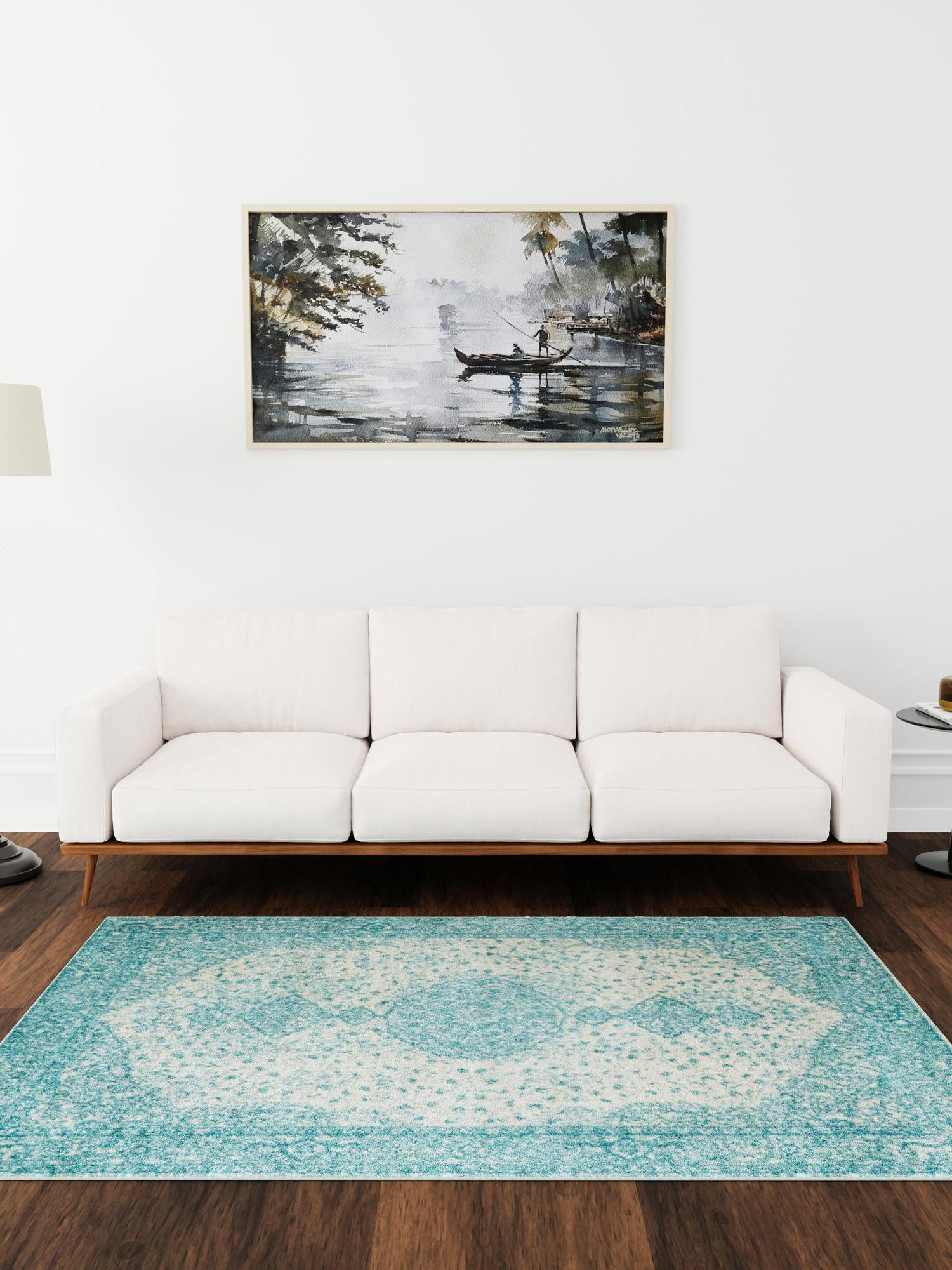 Aqua 10' x 14' 1 Bromley Rectangle Area Rug 100% Polypropylene With Cotton Backing Vintage Distressed Colorful Traditional Carpet for Living Dining Rooms Offices for Sale at Rug Engine