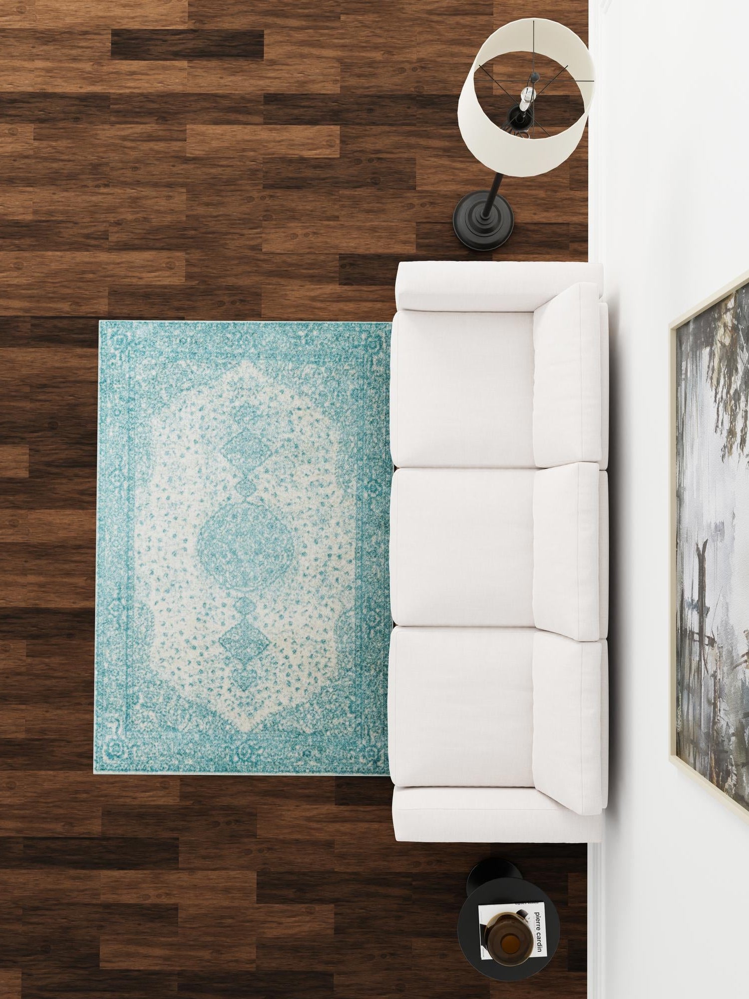 Aqua 4' 1 x 6' 1 Bromley Rectangle Area Rug 100% Polypropylene With Cotton Backing Vintage Distressed Colorful Traditional Carpet for Living Dining Rooms Offices for Sale at Rug Engine