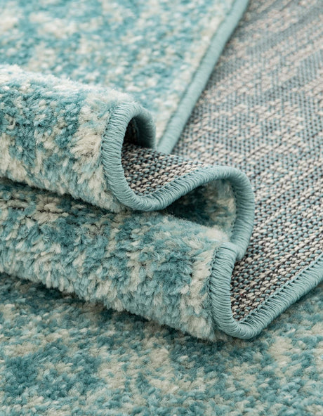 Aqua 2' 7 x 12' Bromley Runner Area Rug 100% Polypropylene With Cotton Backing Vintage Distressed Colorful Traditional Carpet for Living Dining Rooms Offices for Sale at Rug Engine