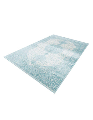 Aqua 6' 1 x 9' Bromley Rectangle Area Rug 100% Polypropylene With Cotton Backing Vintage Distressed Colorful Traditional Carpet for Living Dining Rooms Offices for Sale at Rug Engine
