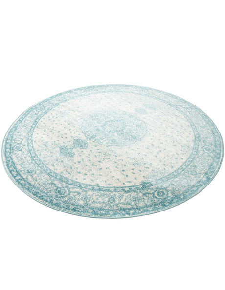 Aqua 7' 10 x 7' 10 Bromley Round Area Rug 100% Polypropylene With Cotton Backing Vintage Distressed Colorful Traditional Carpet for Living Dining Rooms Offices for Sale at Rug Engine