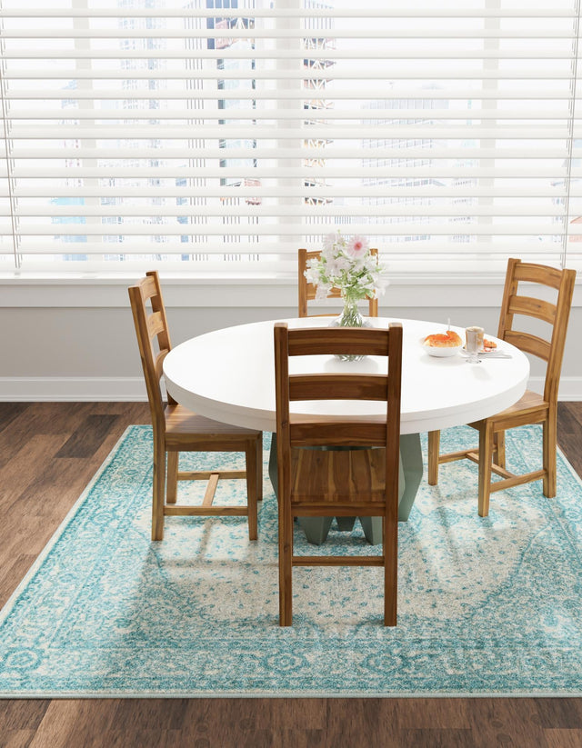 Aqua 10' x 10' Bromley Square Area Rug 100% Polypropylene With Cotton Backing Vintage Distressed Colorful Traditional Carpet for Living Dining Rooms Offices for Sale at Rug Engine
