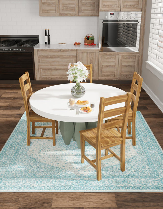 Aqua 10' x 10' Bromley Square Area Rug 100% Polypropylene With Cotton Backing Vintage Distressed Colorful Traditional Carpet for Living Dining Rooms Offices for Sale at Rug Engine