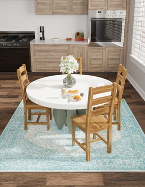Aqua 7' 10 x 7' 10 Bromley Square Area Rug 100% Polypropylene With Cotton Backing Vintage Distressed Colorful Traditional Carpet for Living Dining Rooms Offices for Sale at Rug Engine