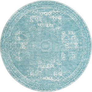 Aqua 10' x 10' Bromley Round Area Rug 100% Polypropylene With Cotton Backing Vintage Distressed Colorful Traditional Carpet for Living Dining Rooms Offices for Sale at Rug Engine