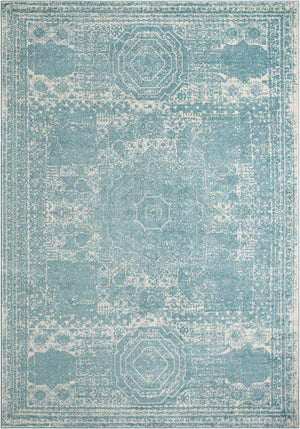 Aqua 10' x 14' 1 Bromley Rectangle Area Rug 100% Polypropylene With Cotton Backing Vintage Distressed Colorful Traditional Carpet for Living Dining Rooms Offices for Sale at Rug Engine