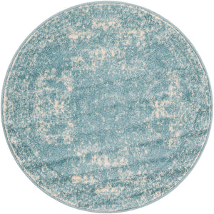 Aqua 3' 1 x 3' 1 Bromley Round Area Rug 100% Polypropylene With Cotton Backing Vintage Distressed Colorful Traditional Carpet for Living Dining Rooms Offices for Sale at Rug Engine