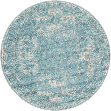 Aqua 3' 1 x 3' 1 Bromley Round Area Rug 100% Polypropylene With Cotton Backing Vintage Distressed Colorful Traditional Carpet for Living Dining Rooms Offices for Sale at Rug Engine