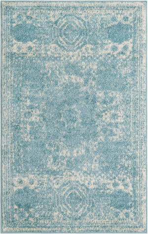 Aqua 3' 1 x 5' 3 Bromley Rectangle Area Rug 100% Polypropylene With Cotton Backing Vintage Distressed Colorful Traditional Carpet for Living Dining Rooms Offices for Sale at Rug Engine