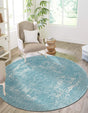 Aqua 5' 3 x 5' 3 Bromley Round Area Rug 100% Polypropylene With Cotton Backing Vintage Distressed Colorful Traditional Carpet for Living Dining Rooms Offices for Sale at Rug Engine
