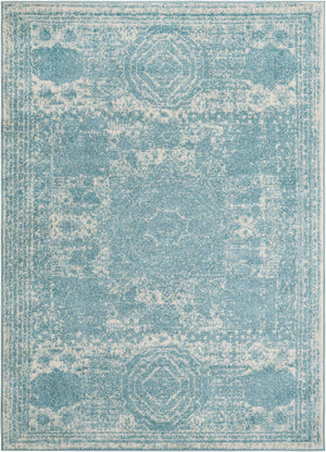 Aqua 5' 3 x 7' 1 Bromley Rectangle Area Rug 100% Polypropylene With Cotton Backing Vintage Distressed Colorful Traditional Carpet for Living Dining Rooms Offices for Sale at Rug Engine