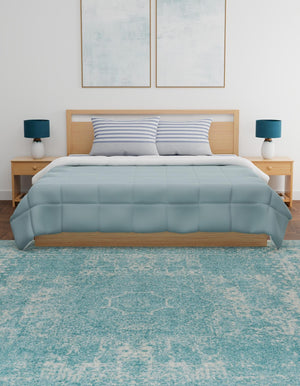 Aqua 10' x 10' Bromley Square Area Rug 100% Polypropylene With Cotton Backing Vintage Distressed Colorful Traditional Carpet for Living Dining Rooms Offices for Sale at Rug Engine