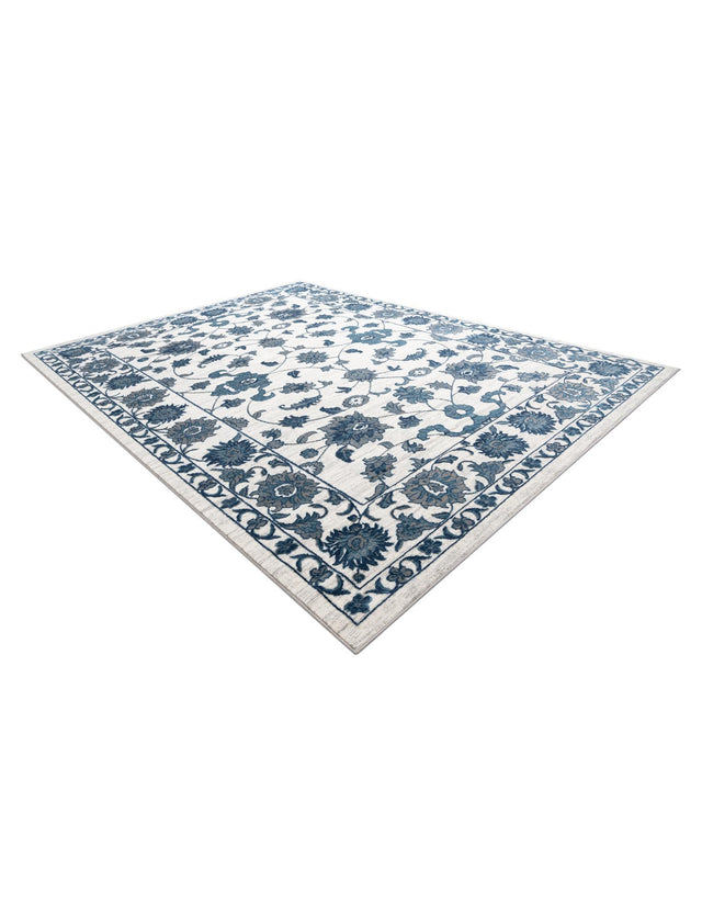 White Blue 10' x 13' 1 Boston Rectangle Area Rug 55% Polypropylene & 45% Polyester Easy Clean Traditional Classical Carpet for Contemporary Living Dining Room Office Space for Sale at Rug Engine