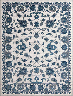 White Blue 10' x 13' 1 Boston Rectangle Area Rug 55% Polypropylene & 45% Polyester Easy Clean Traditional Classical Carpet for Contemporary Living Dining Room Office Space for Sale at Rug Engine