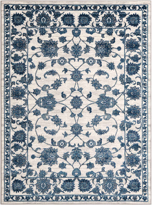 White Blue 5' 3 x 7' 1 Boston Rectangle Area Rug 55% Polypropylene & 45% Polyester Easy Clean Traditional Classical Carpet for Contemporary Living Dining Room Office Space for Sale at Rug Engine