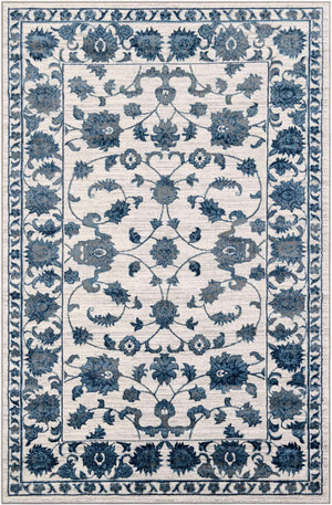 White Blue 6' 1 x 9' Boston Rectangle Area Rug 55% Polypropylene & 45% Polyester Easy Clean Traditional Classical Carpet for Contemporary Living Dining Room Office Space for Sale at Rug Engine