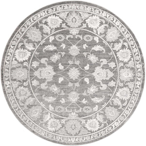 Gray 10' x 10' Boston Round Area Rug 55% Polypropylene & 45% Polyester Easy Clean Traditional Classical Carpet for Contemporary Living Dining Room Office Space for Sale at Rug Engine