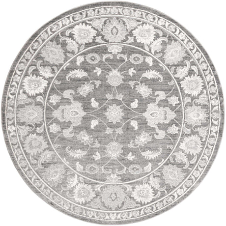 Gray 10' x 10' Boston Round Area Rug 55% Polypropylene & 45% Polyester Easy Clean Traditional Classical Carpet for Contemporary Living Dining Room Office Space for Sale at Rug Engine